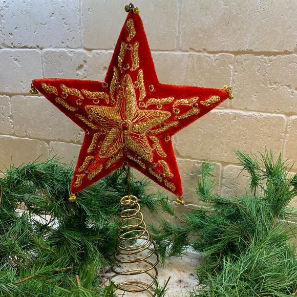 Holiday Vintage Velvet And Gold Tree Topper Poshmark